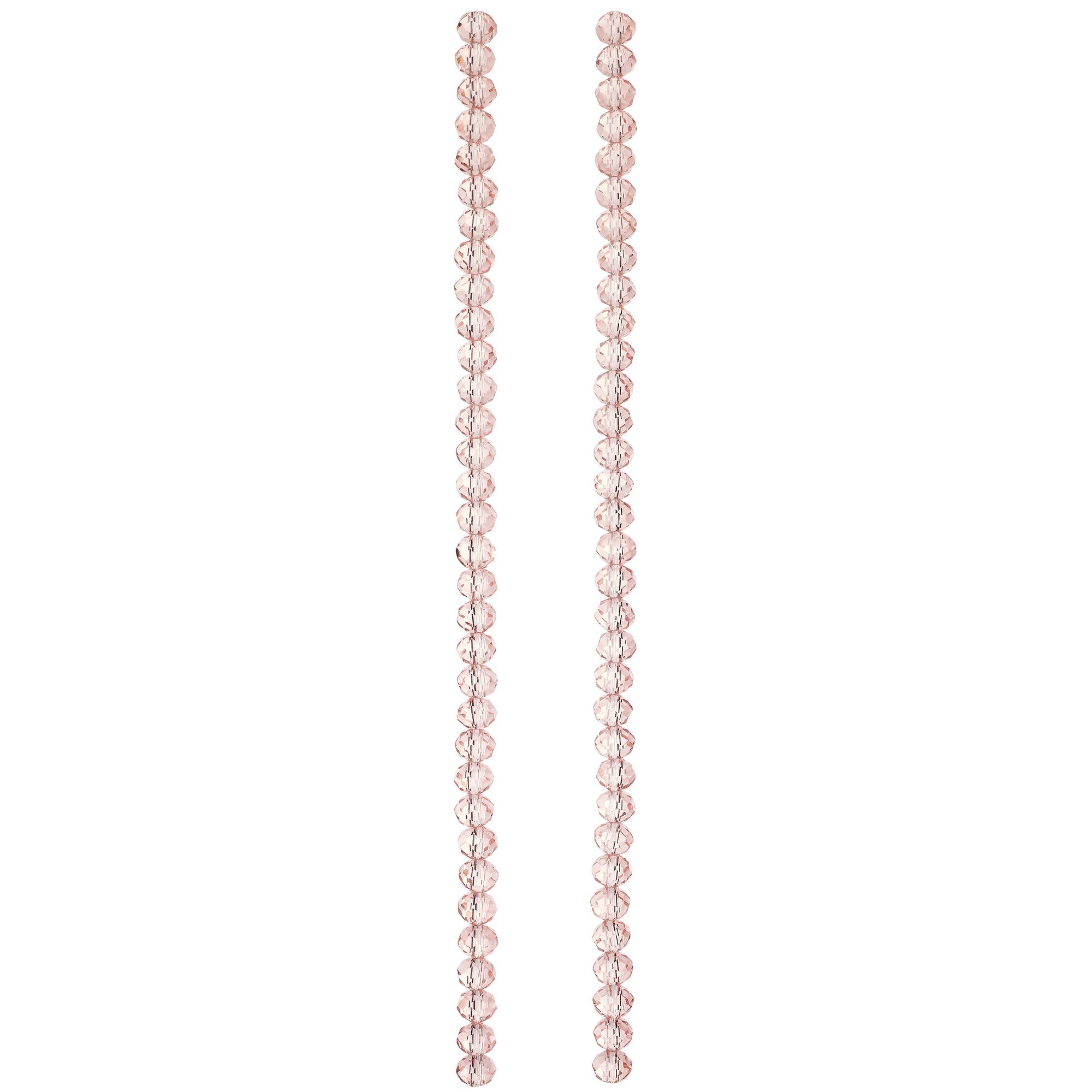Pink Glass Faceted Rondel Beads, 6mm by Bead Landing™